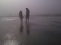 Foggy beach walk